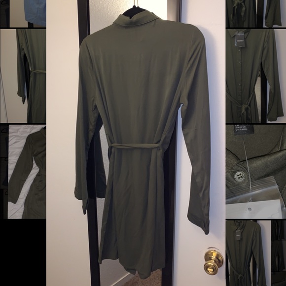 Olive Woven Long Sleeve Dress!!! - Picture 3 of 4